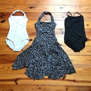 Capezio Balera Performa Dancewear Leotard Bundle White Grey Black, EUC, S